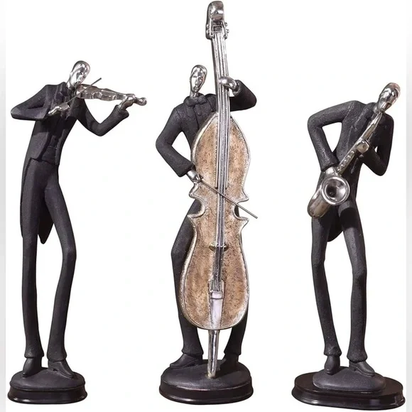 Uttermost Jazz Music 18" High Metal Musician Table Sculptures Set of 3